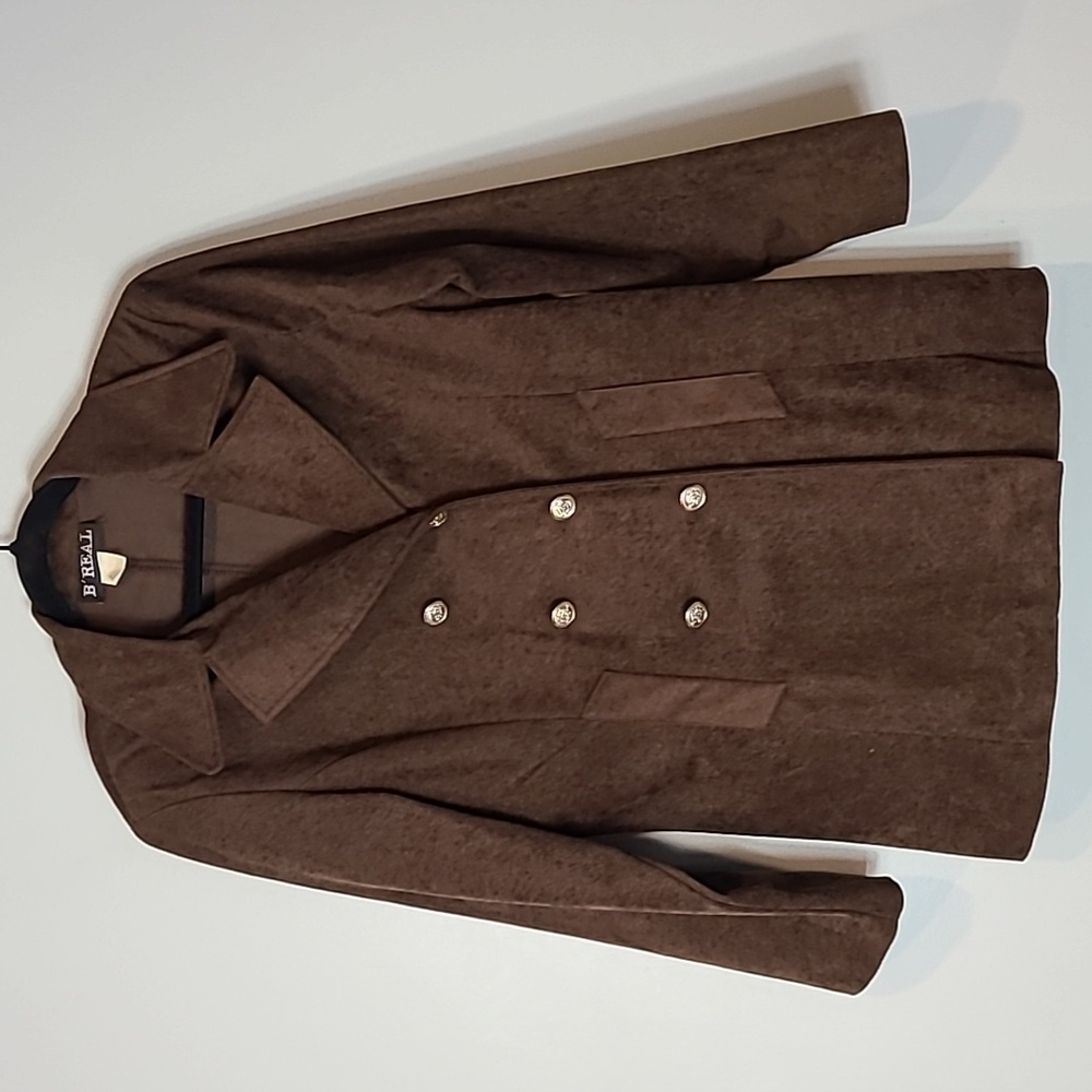 Chocolate Brown Faux Suede Vintage Jacket‎ Preppy Old Money Collared Size Large